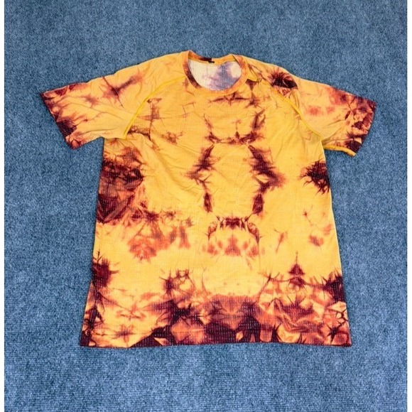 lululemon athletica Other - Lululemon Metal Vent Tech Shirt Mens  Yellow Tie-Dye Short Sleeve Size Large